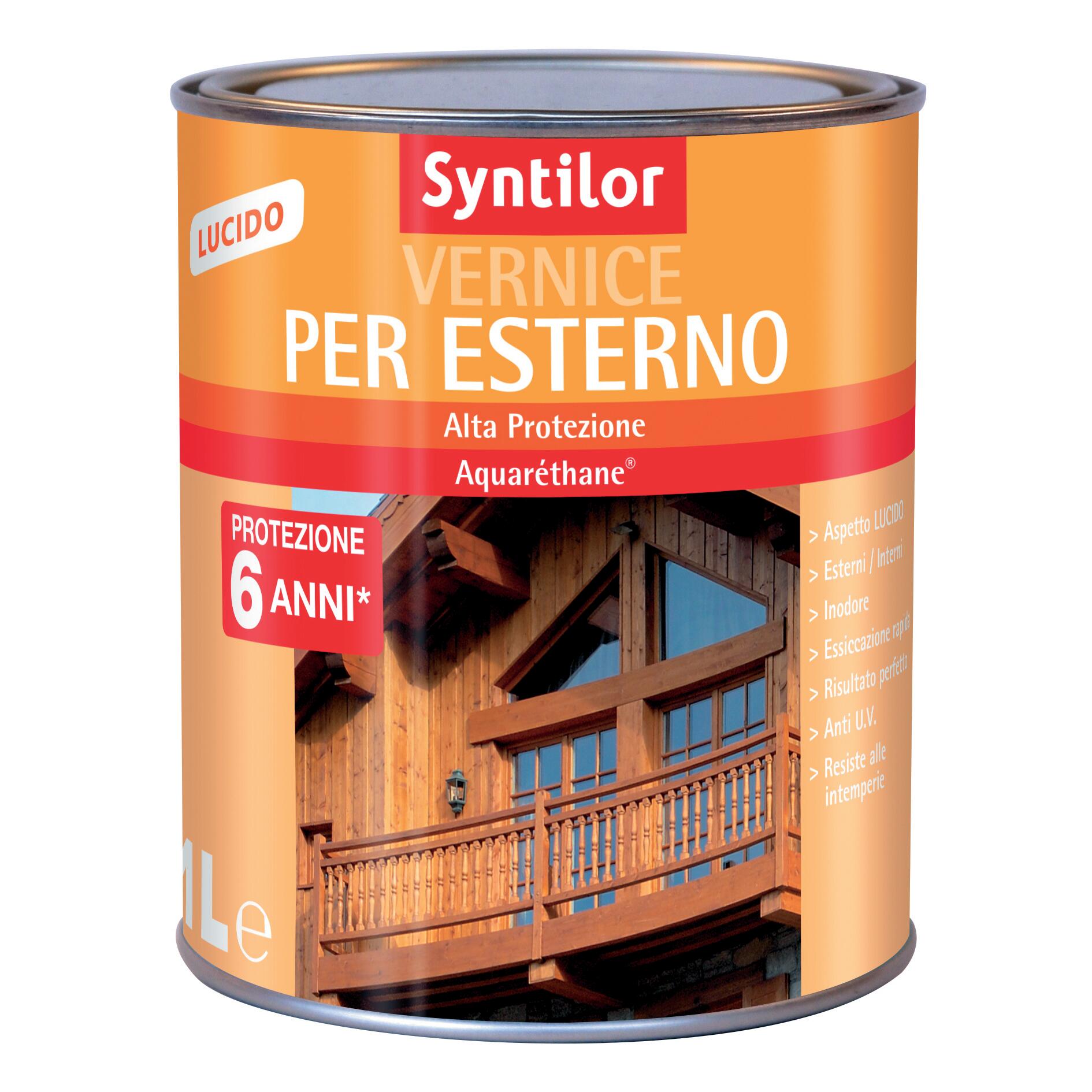 Syntilor water-based protective wood varnish, gloss white, high protection, 1 litre