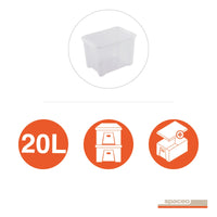 CONTAINER WITH LID T-BOX S W38xD26.5xH28.5CM 18LT TRANSPARENT PLASTIC LID