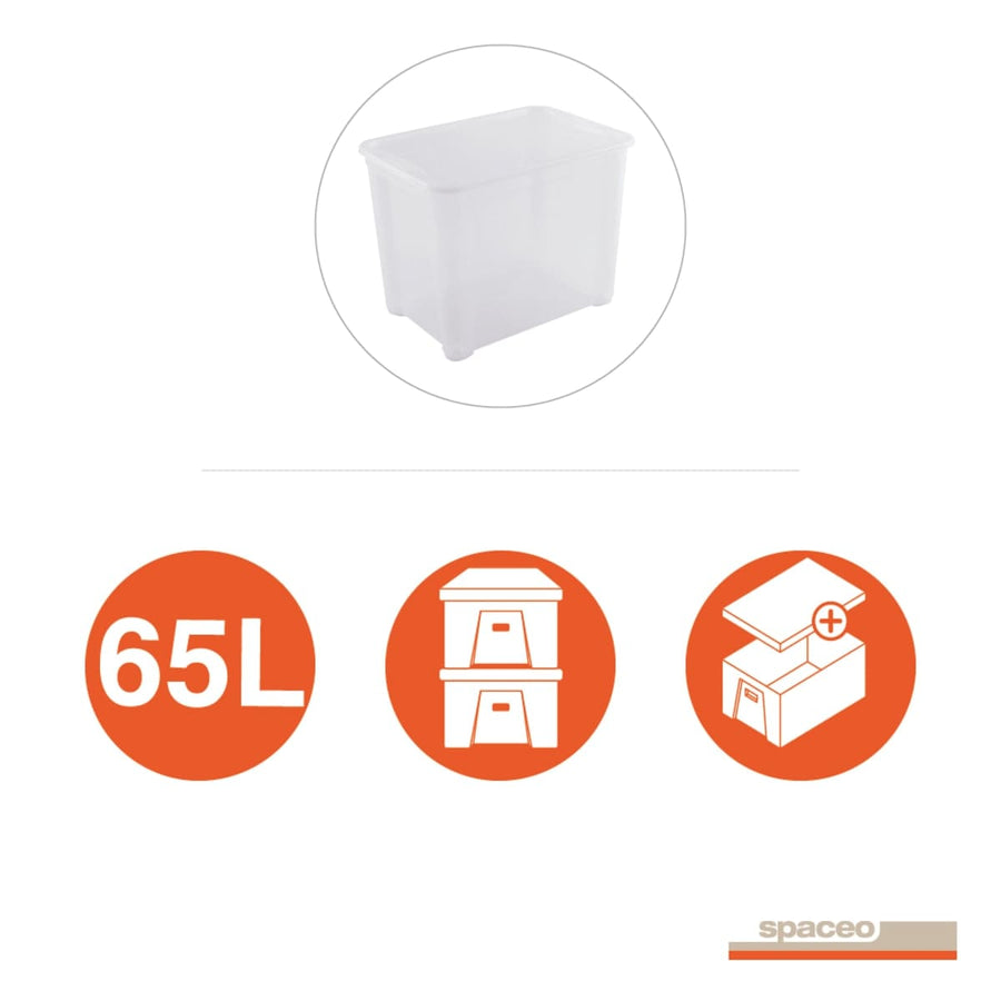 Bricocenter T BOX XL L55.5xP39xH42.5CM 70LT TRANSPARENT PLASTIC LID CONTAINER