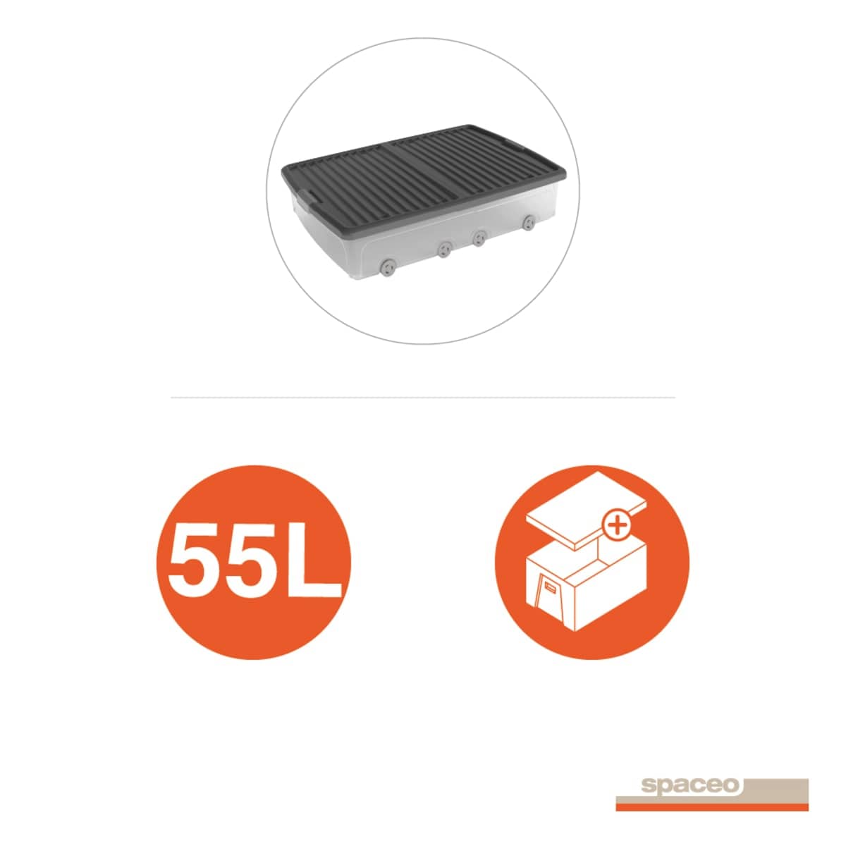 Bricocenter CONTENITORE SOTTOLETTO CON 8 RUOTE E APERTURA DAI DUE LATI 79X58X16,5CM 55 LT