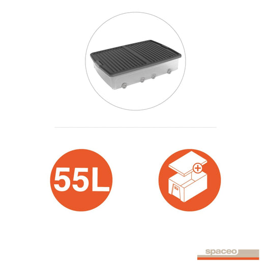 Bricocenter CONTENITORE SOTTOLETTO CON 8 RUOTE E APERTURA DAI DUE LATI 79X58X16,5CM 55 LT