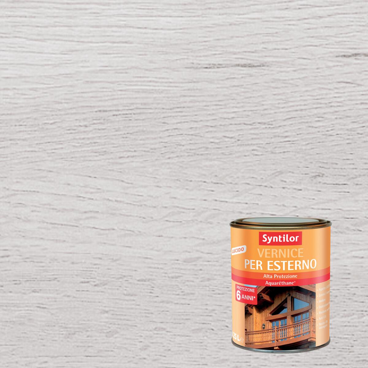 Syntilor high-protection water-based protective wood varnish, brilliant white, 250 ml