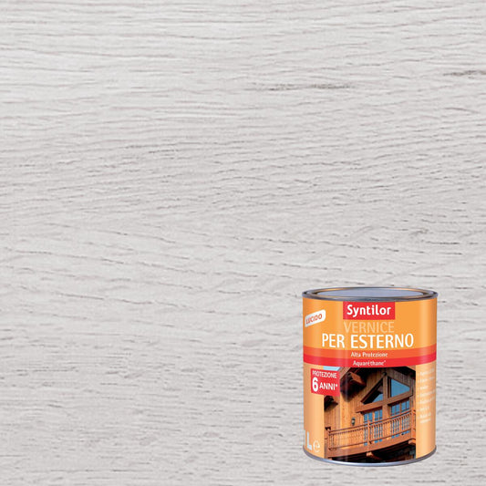 Syntilor water-based protective wood varnish, gloss white, high protection, 1 litre