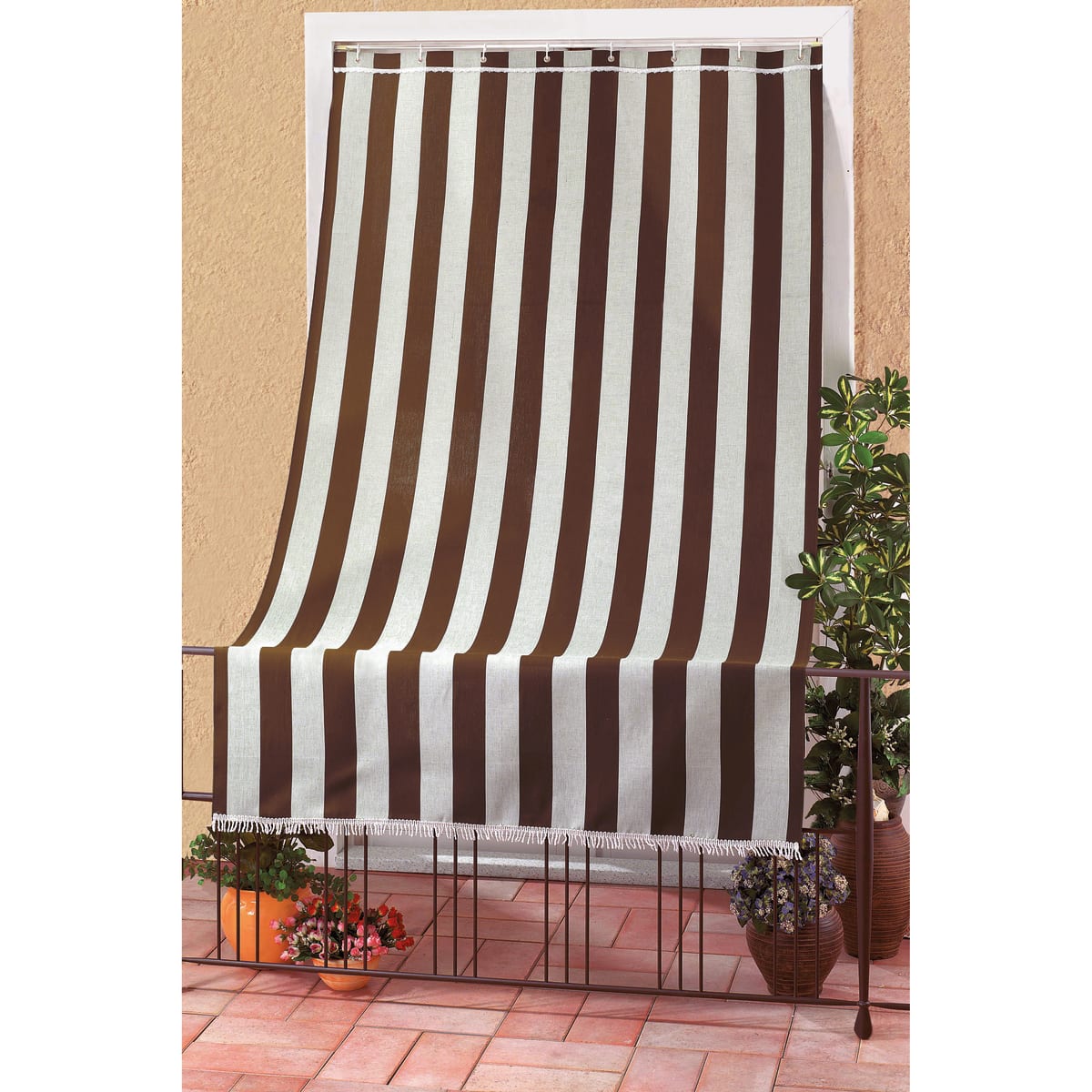 CARIBBEAN BALCONY AWNING 140X300 R/BROWN W/GROMMETS AND HOOKS