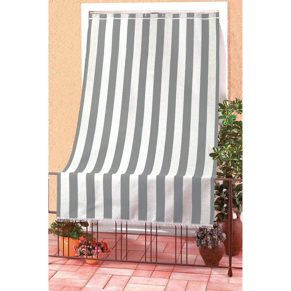 CARIBBEAN BALCONY AWNING 140X300 R/GREYC/HOOKS