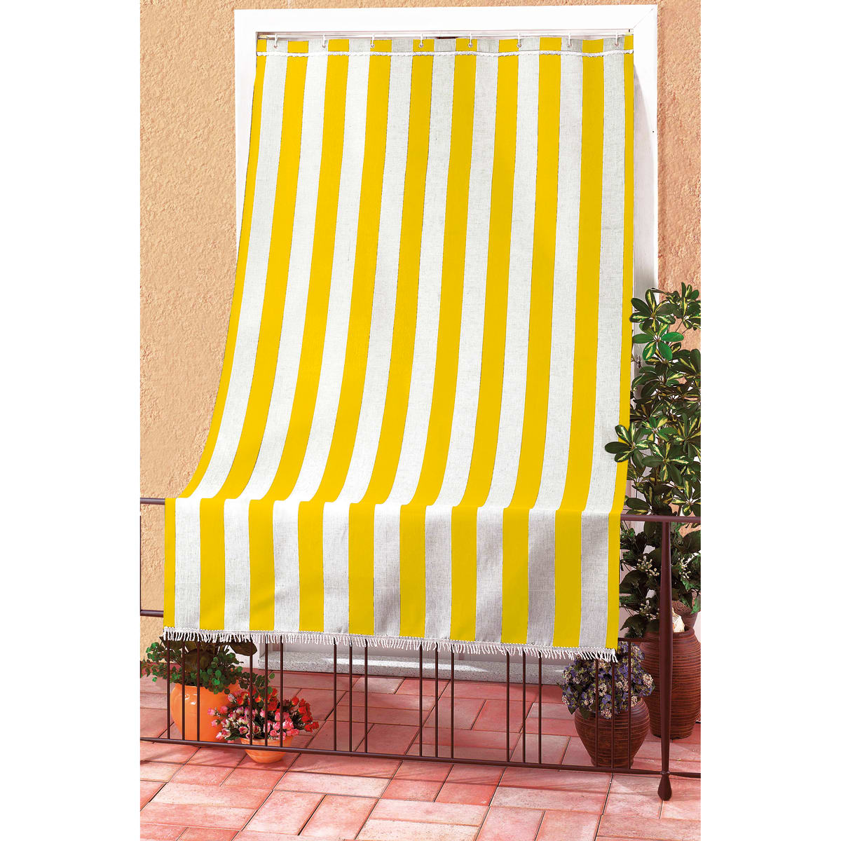 CARIBBEAN BALCONY AWNING 140X300 R/YELLOWC/HOOKS