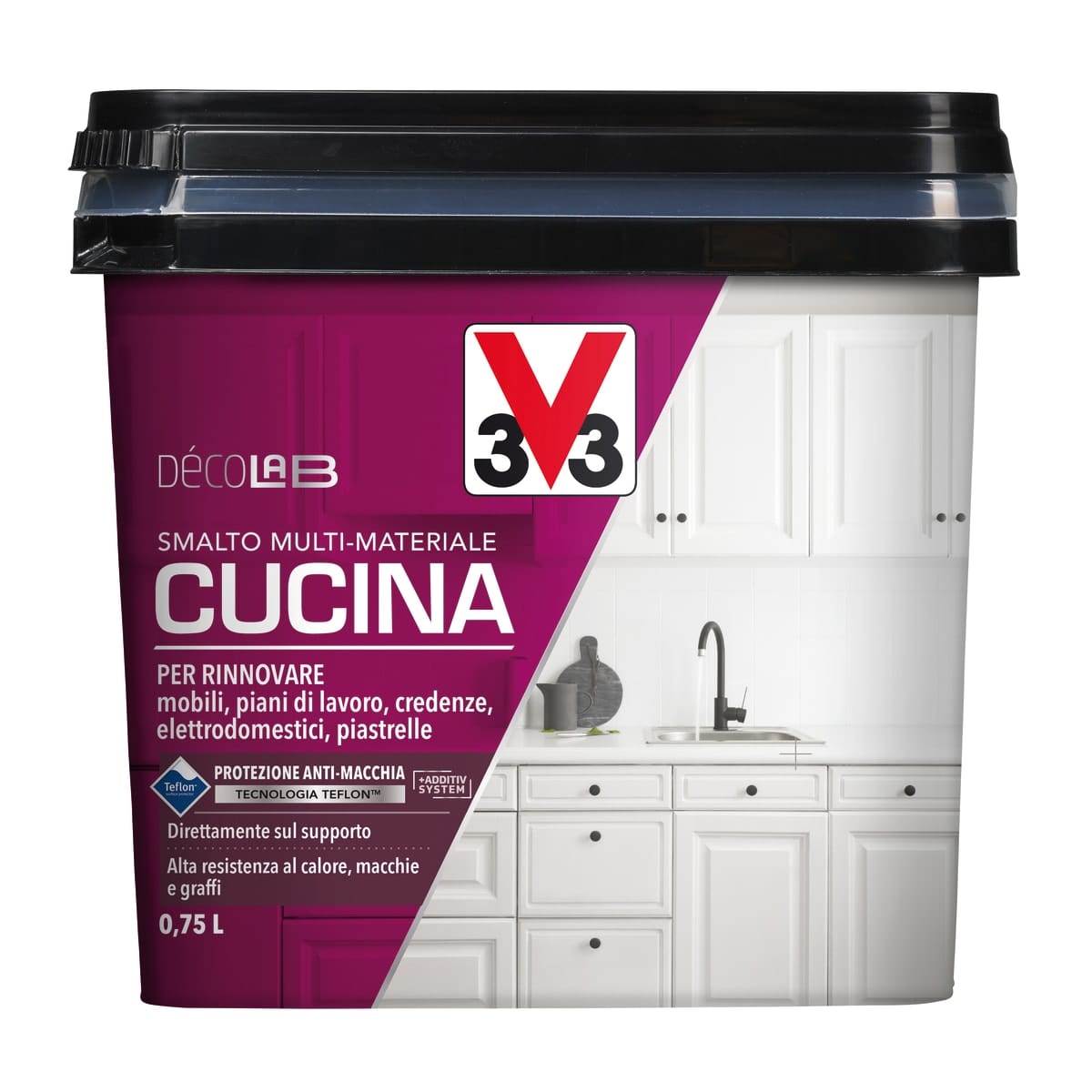Bricocenter MULTIMATERIAL WATER GLAZE FOR KITCHEN GRAY CLAY MATTE V33 750 ML