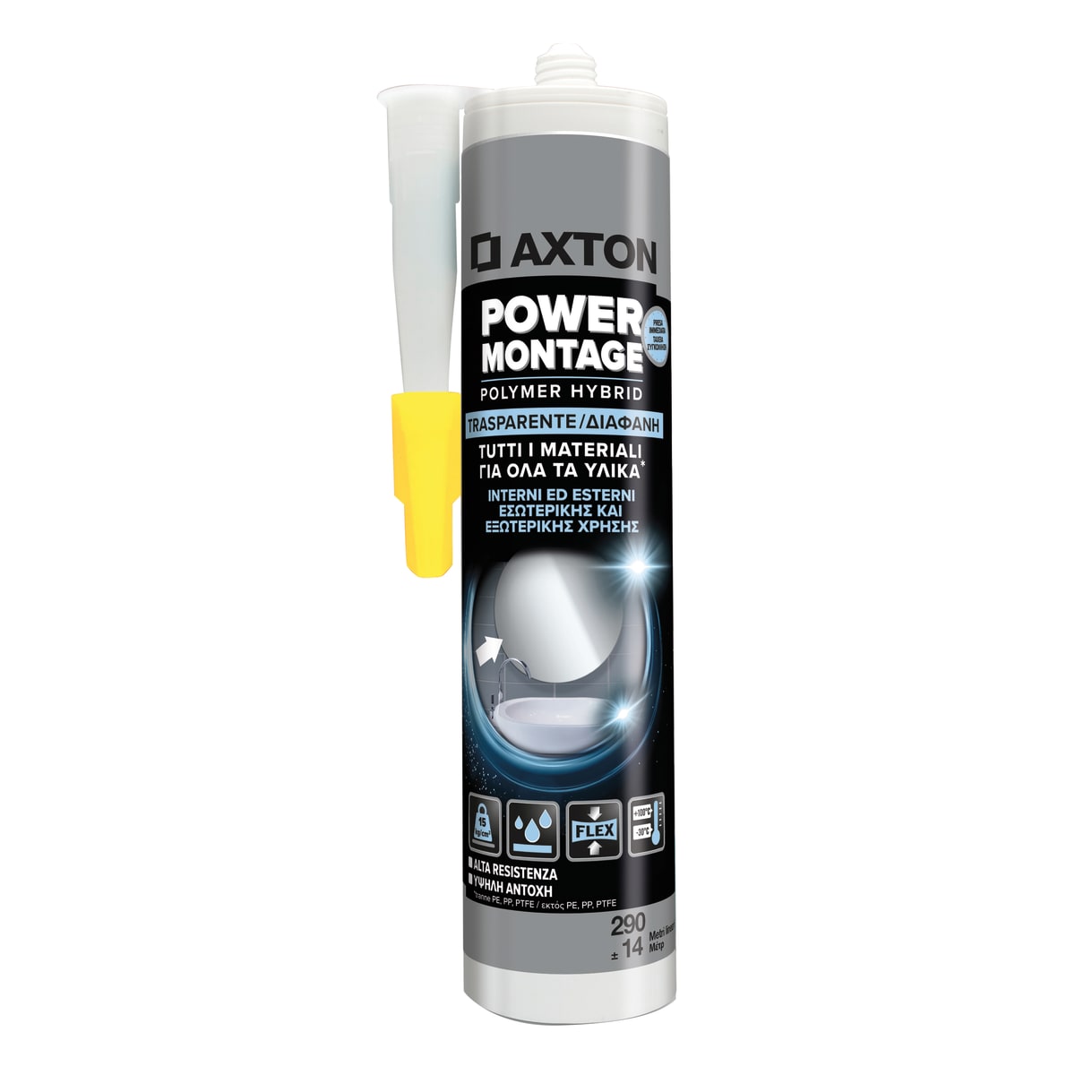 AXTON POWER MONTAGE TRANSPARENT ADHESIVE SEALANT 290ML