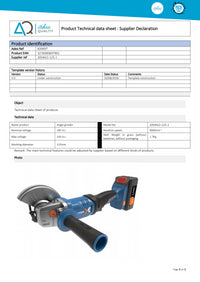 DEXTER 115 MM ANGLE GRINDER, WITHOUT BATTERY AND CHARGER