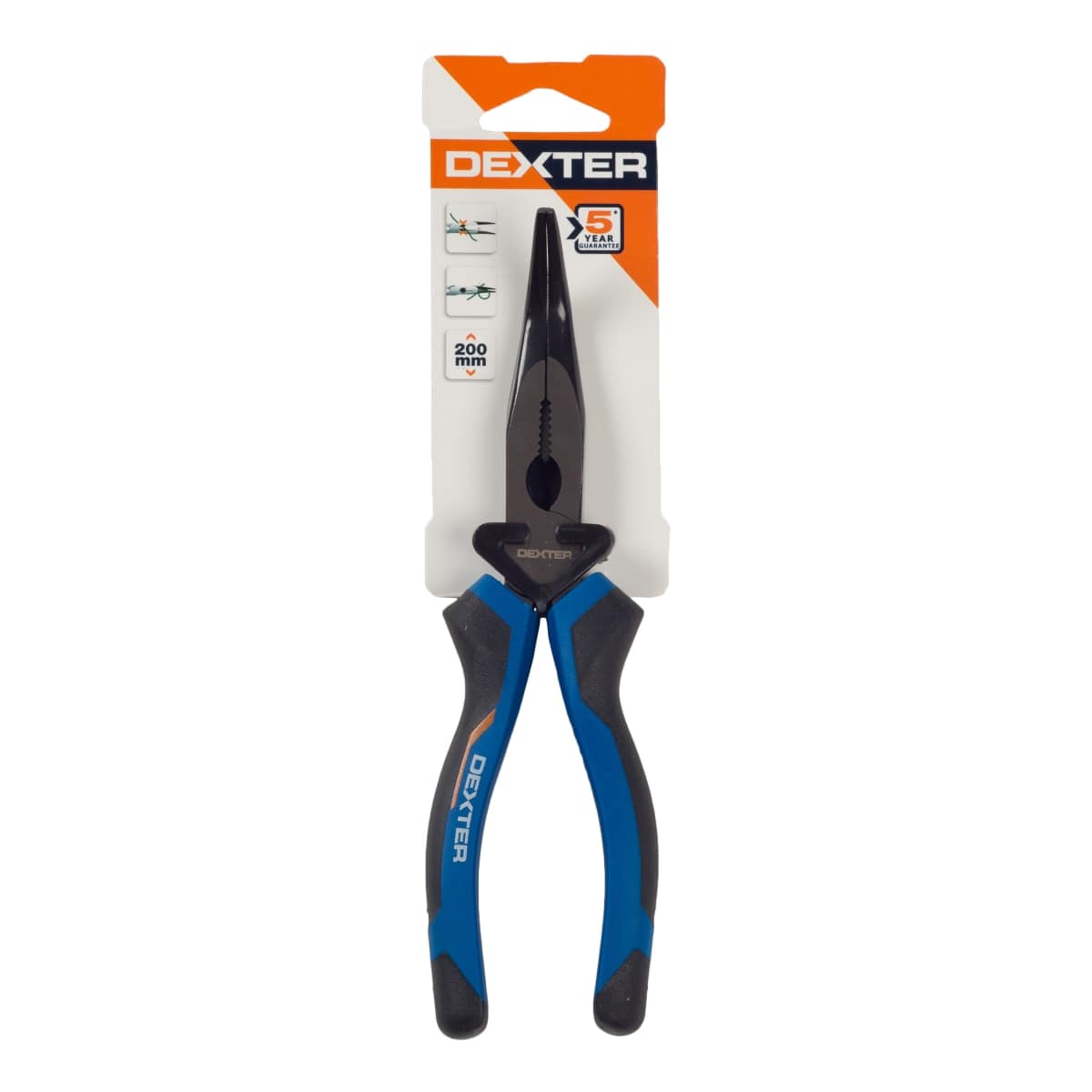 DEXTER CURVED NOSE PLIERS 200MM CHROME VANADIUM