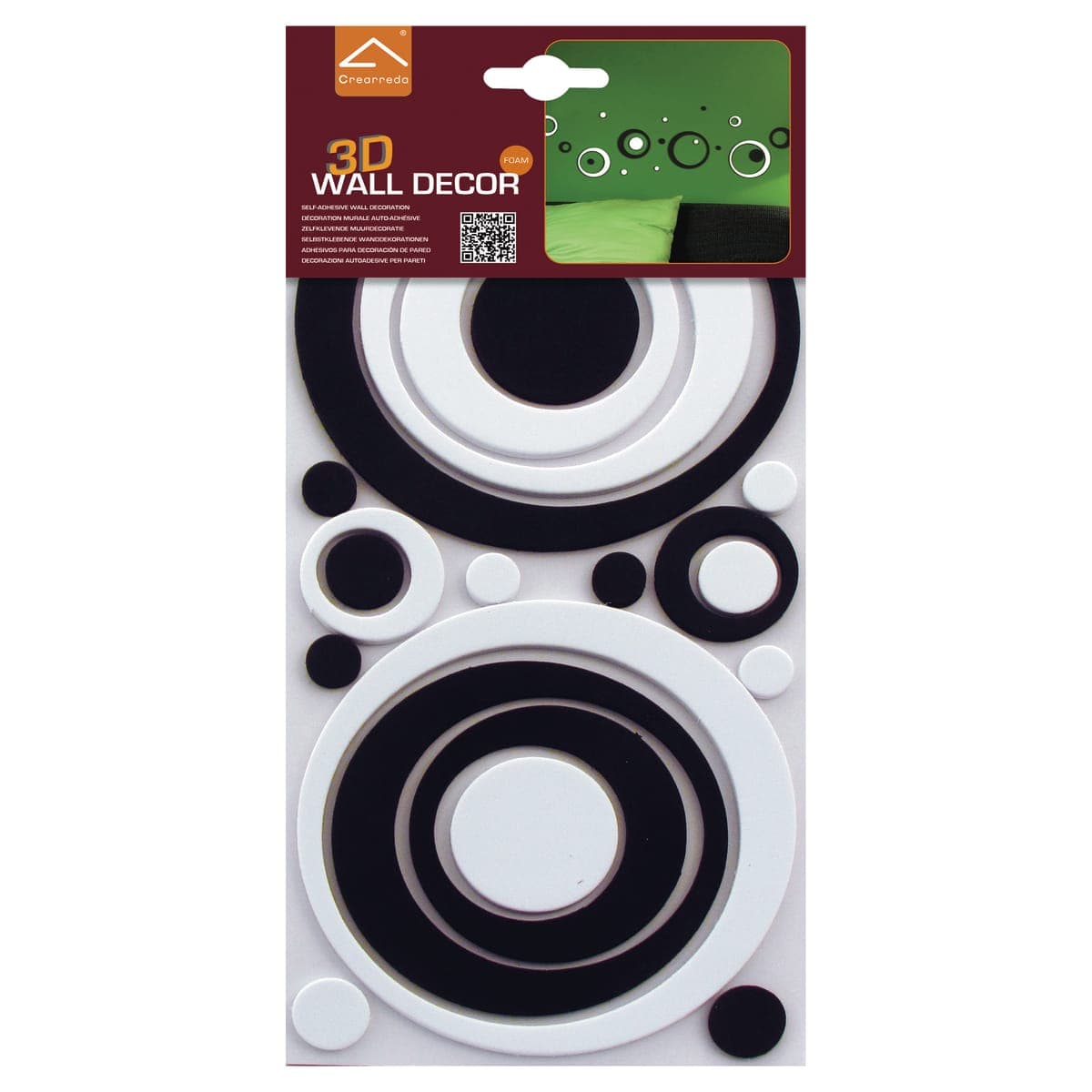 Bricocenter STICKER FOAM 3D CIRCLES BLACK &amp; WHITE 115.5X34 CM