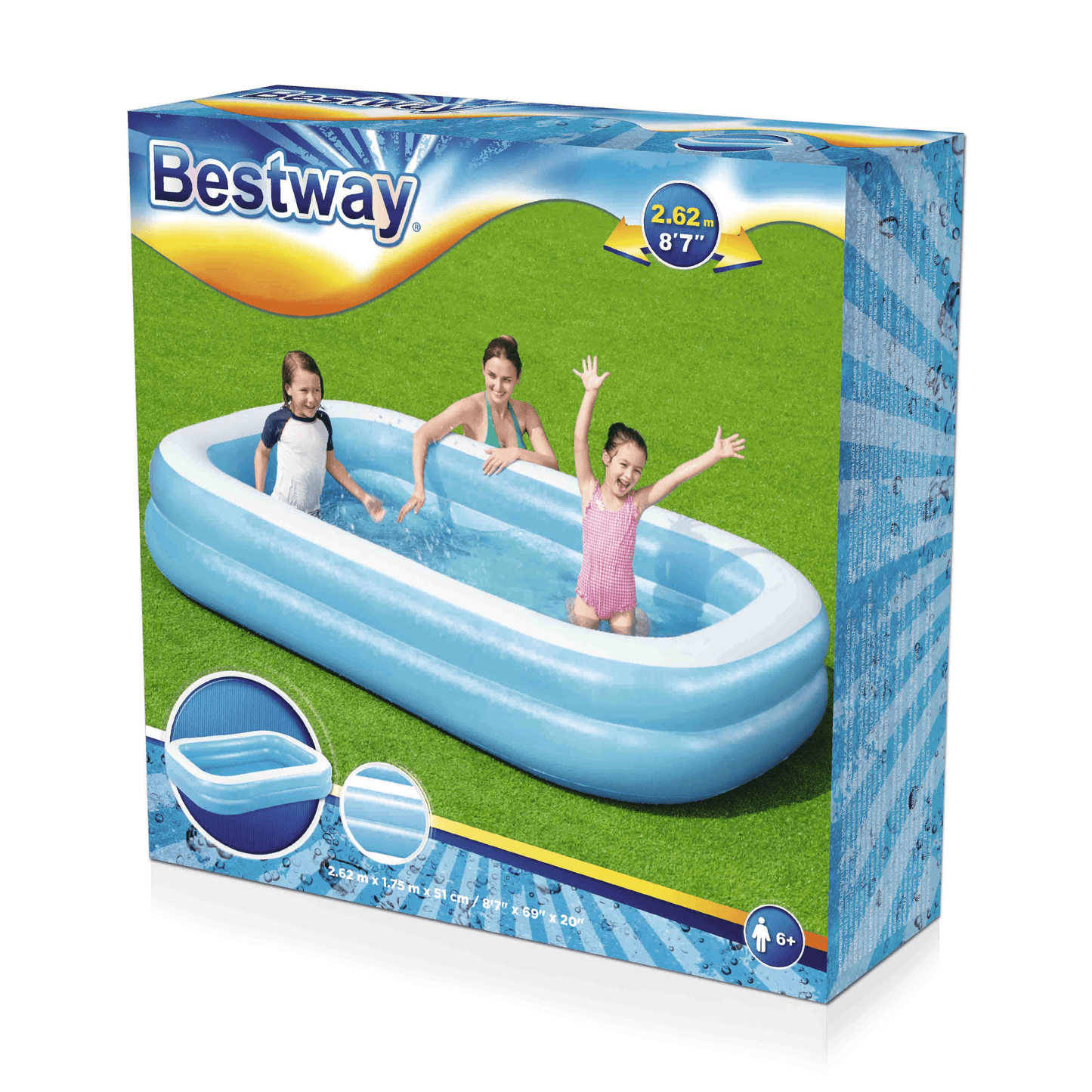 Bricocenter 1.75 X 51 CM BLUE RECTANGULAR INFLATABLE POOL