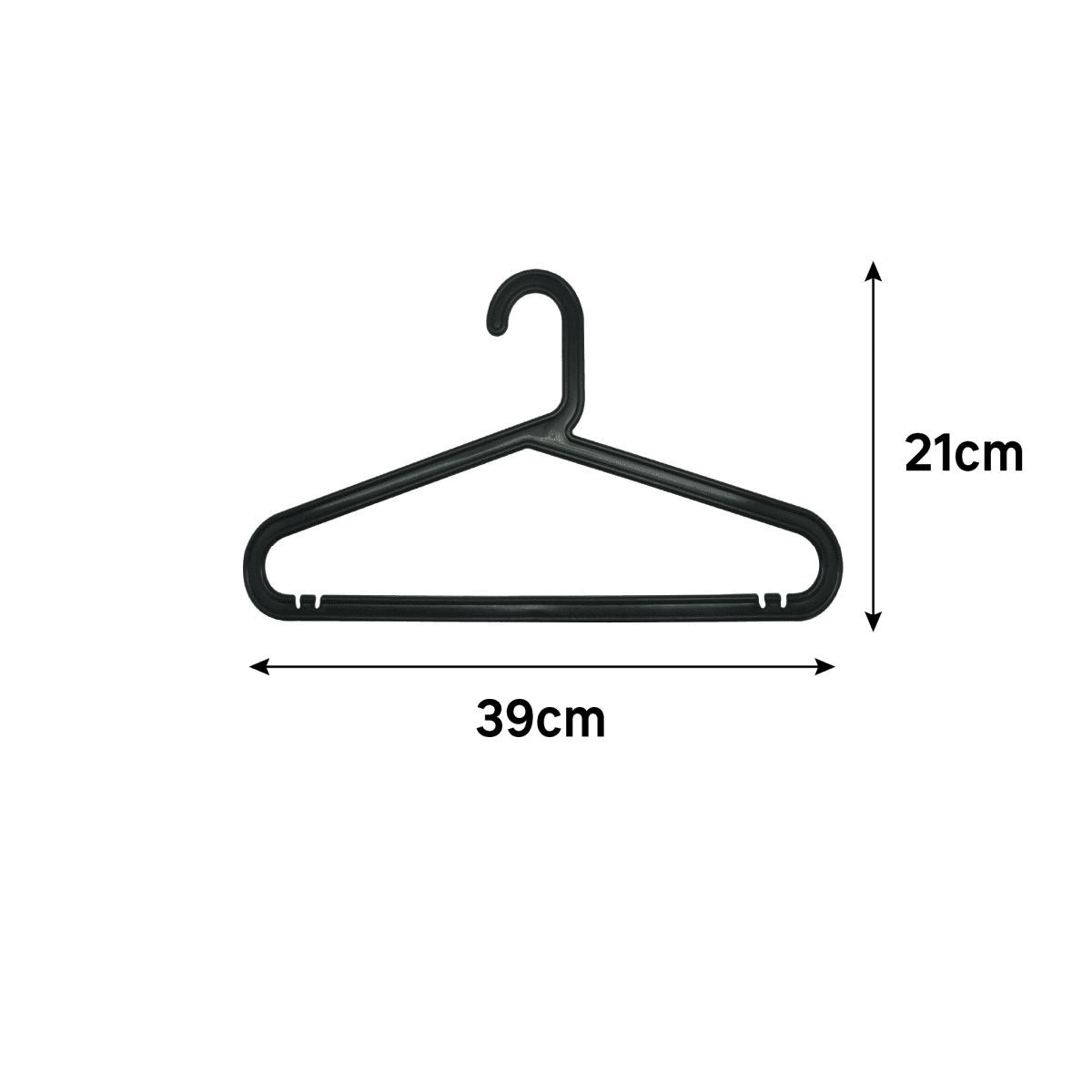 SET 4 HANGERS 39 CM BLACK PLASTIC