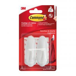 2 WHITE ADHESIVE HOOKS COMMAND MEDIUM