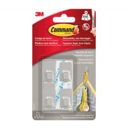 4 ADHESIVE METAL COMMAND HOOKS SMALL