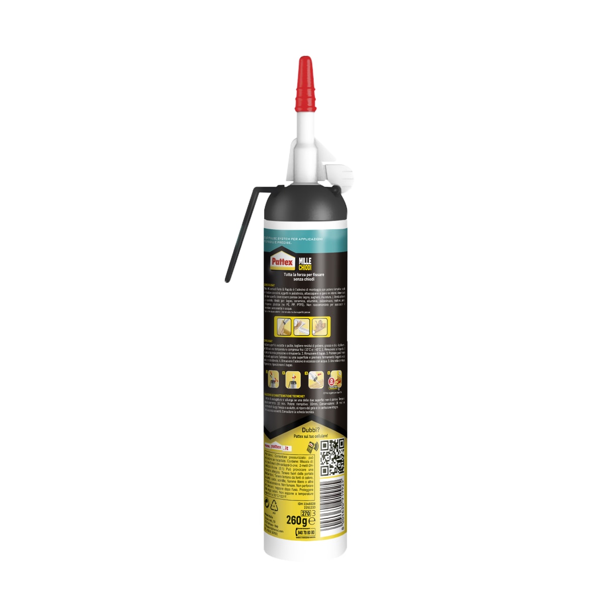 STRONG AND FAST MOUNTING GLUE MILLECHIODI CARTRIDGE WITH INTEGRATED DISPENSER 260GR