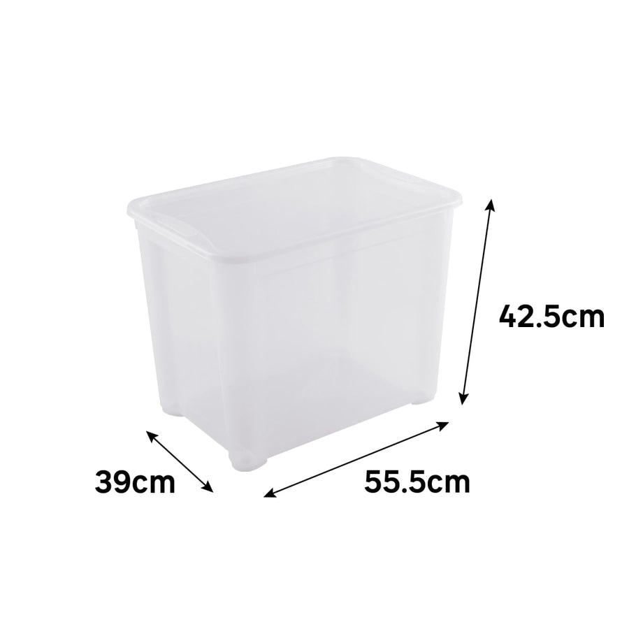 Bricocenter T BOX XL L55.5xP39xH42.5CM 70LT TRANSPARENT PLASTIC LID CONTAINER