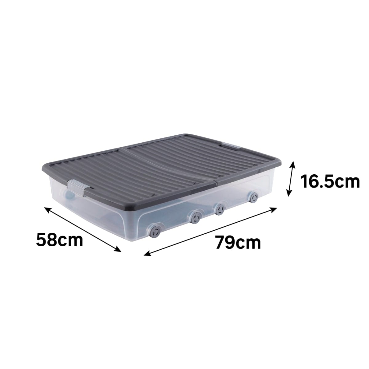 Bricocenter CONTENITORE SOTTOLETTO CON 8 RUOTE E APERTURA DAI DUE LATI 79X58X16,5CM 55 LT