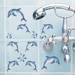 DOLPHINS MOSAIC CERAMIC STICKER 15.5X34 CM