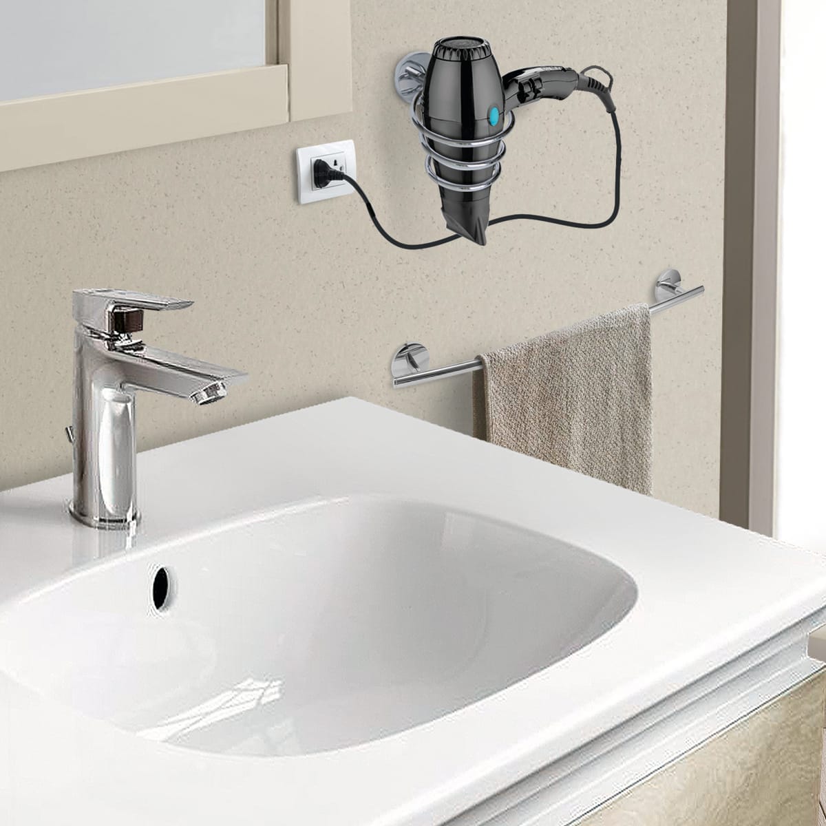 Bricocenter CHROME SUITE HAIR DRYER HOLDER