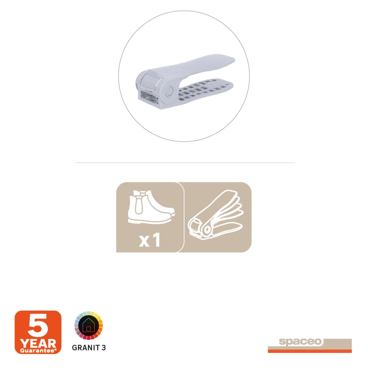 SPACE-SAVING ADJUSTABLE SHOE STEP GREY SPACEO