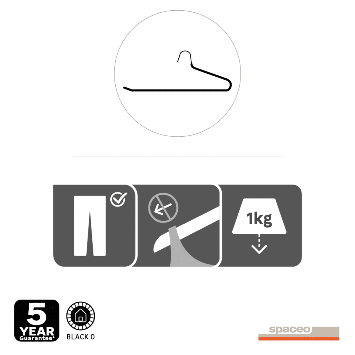 SPACEO METAL TROUSER HANGER 36 CM