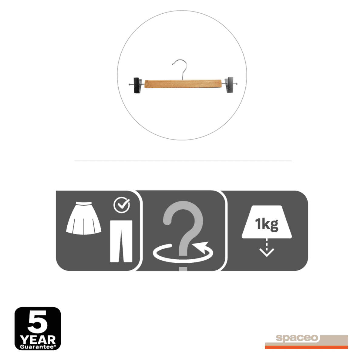 HANGER FOR SKIRT WITH CLIP 34 CM SPACEO