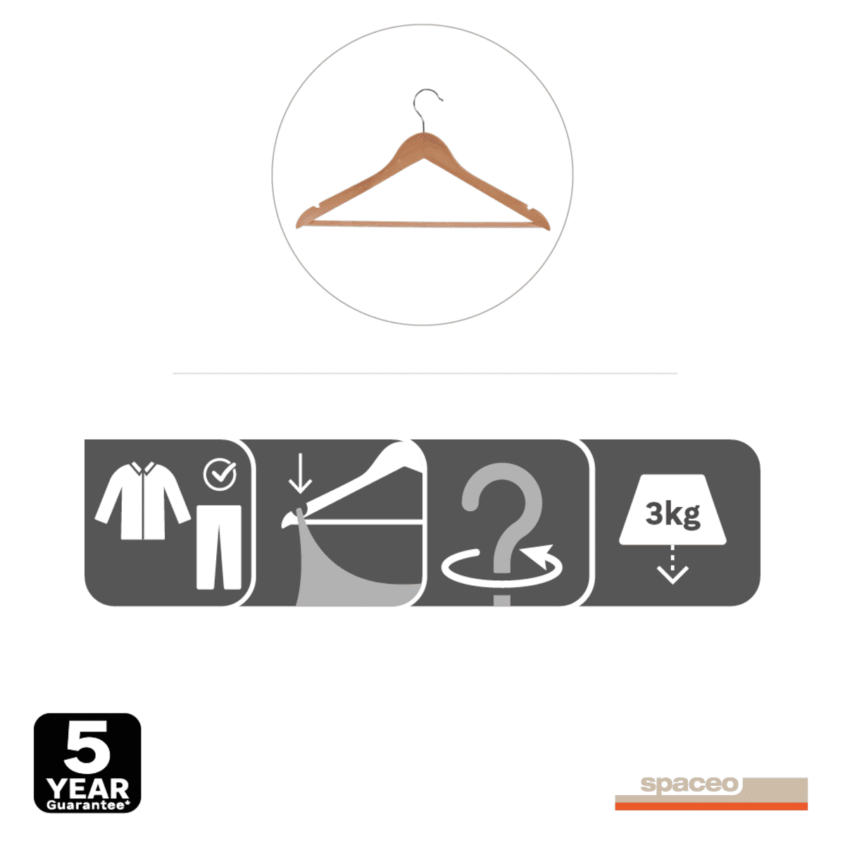 SET 4 NATURAL WOOD HANGERS 44.5 CM SPAC
