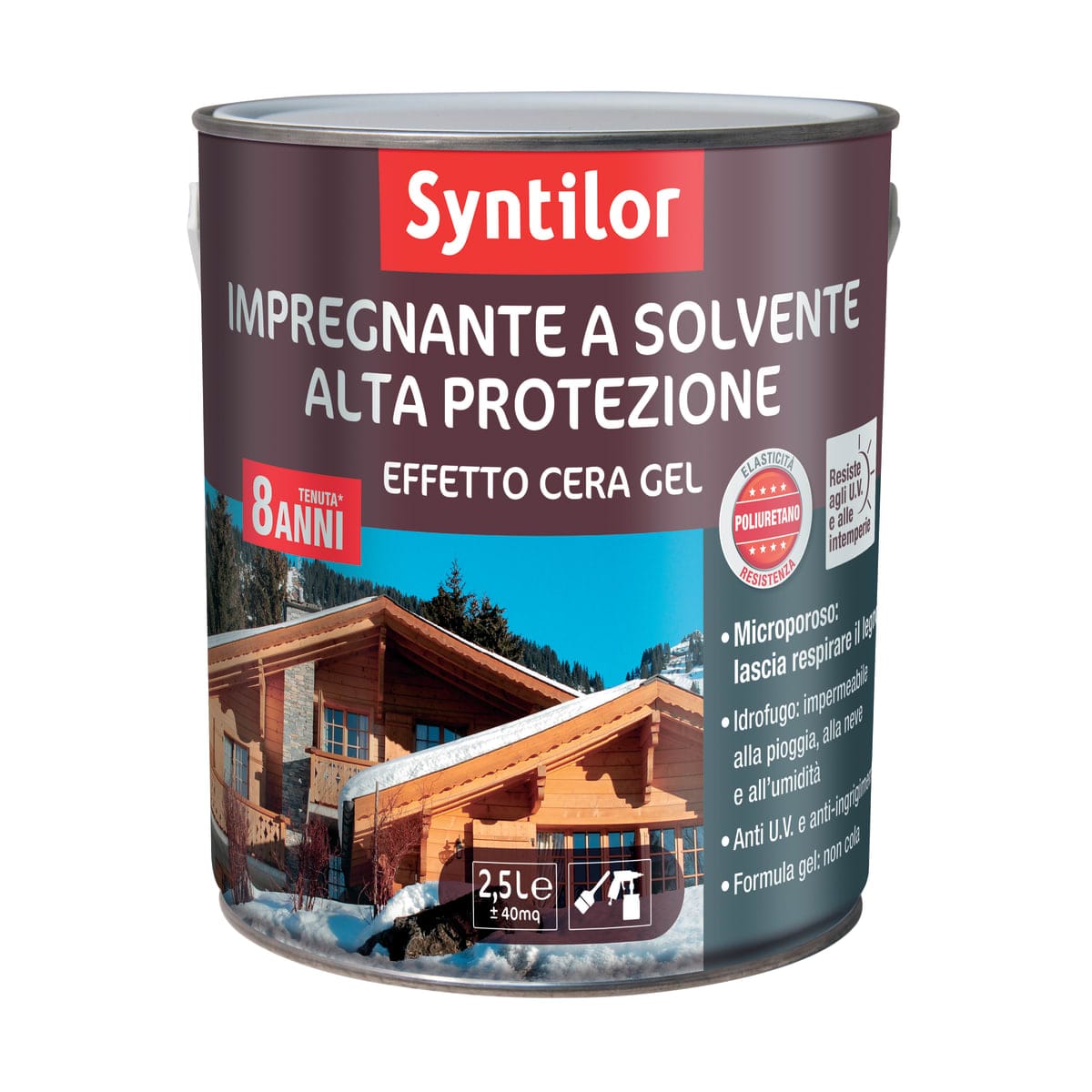 Bricocenter IMPREGNANTE PROTETTIVO PER LEGNO BASE SOLVENTE ALTA PROTEZIONE NOCE SCURO SYNTILOR 2,5 LT