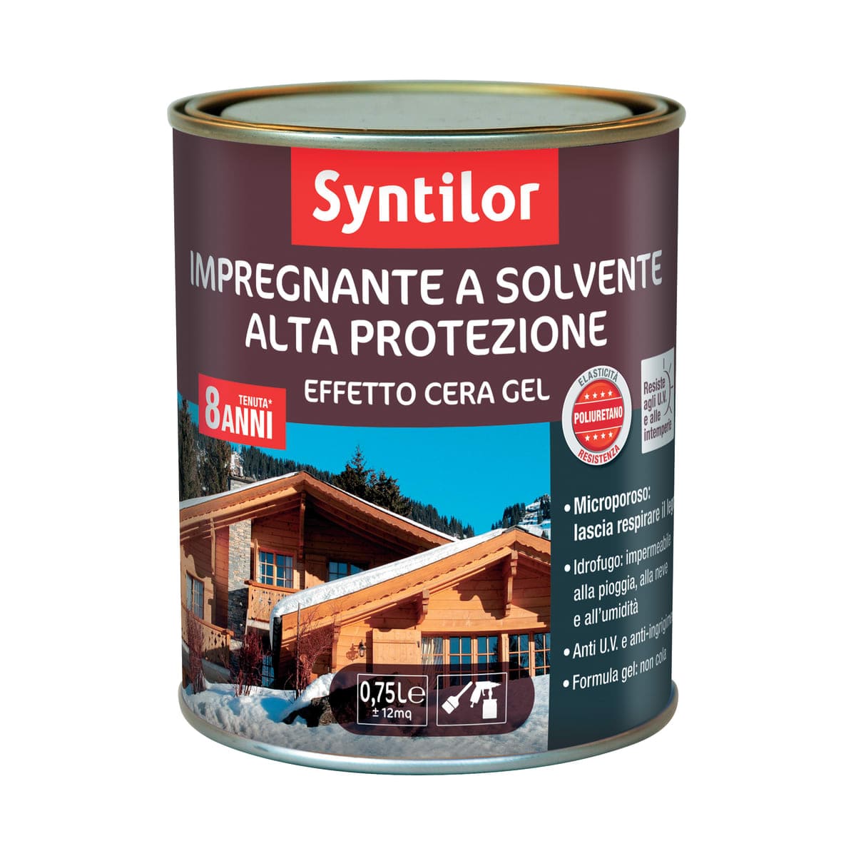 Bricocenter IMPREGNANTE PROTETTIVO PER LEGNO BASE SOLVENTE ALTA PROTEZIONE NOCE SCURO SYNTILOR 750ML