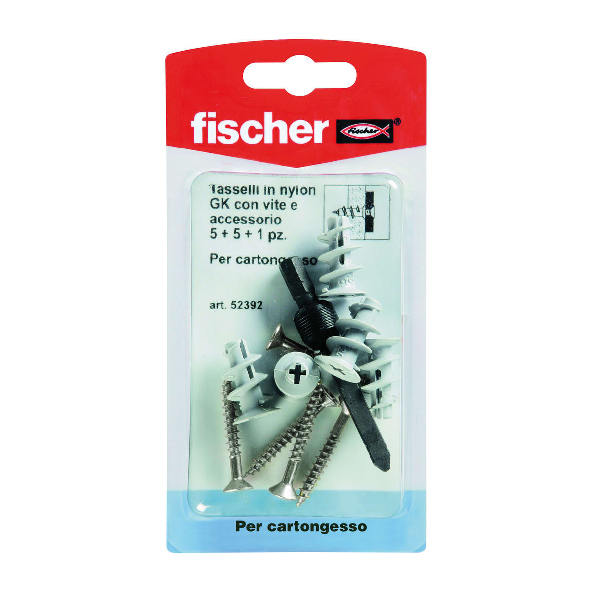 TASSELLI GK CON VITE E ACCESSORIO MONTAGGIO PER CARTONGESSO, 5 PEZZI
