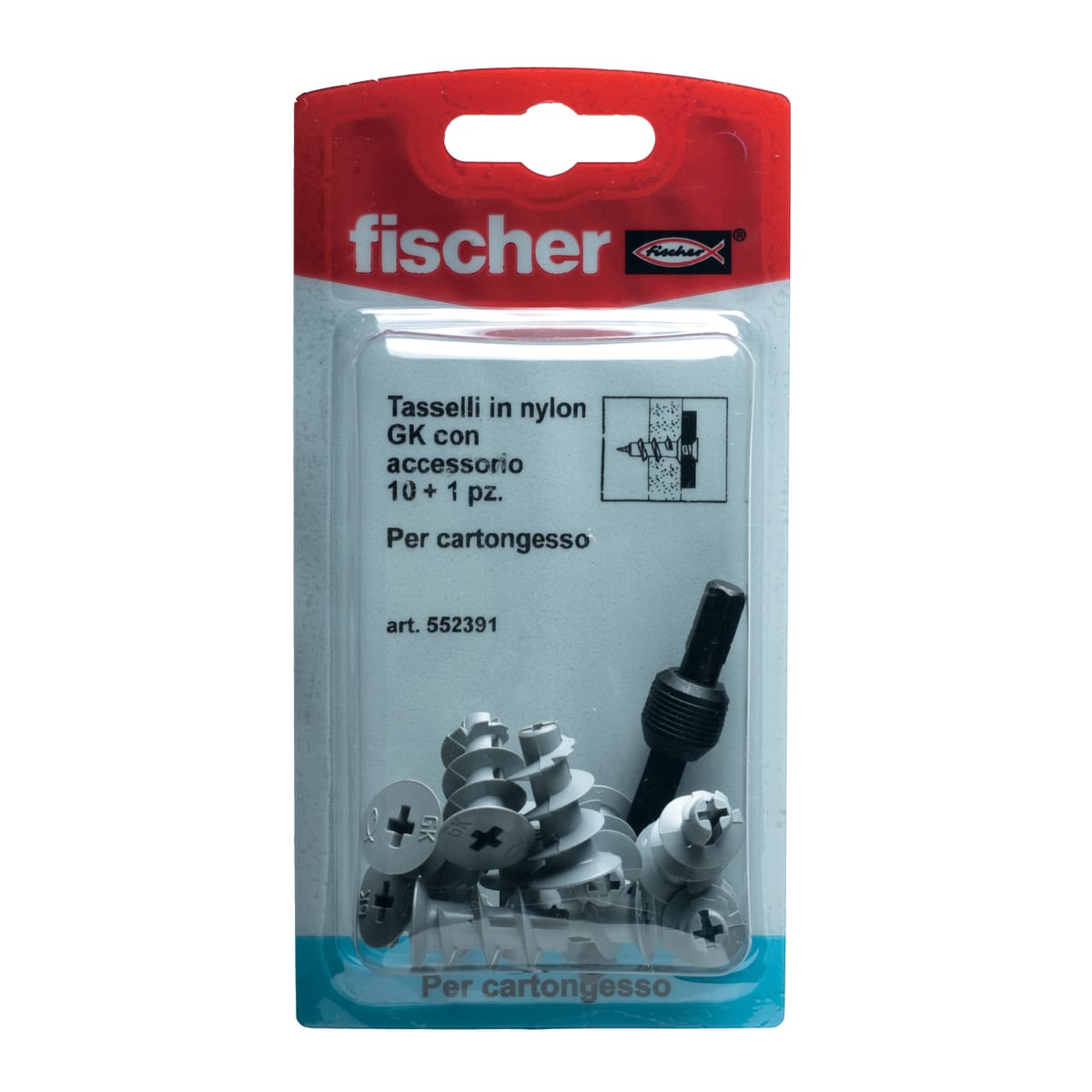 TASSELLI FISCHER IN NYLON PER CARTONGESSO CON VITE 75 X 147 MM, 10 PEZZI