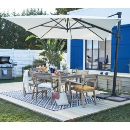 AURA NATERIAL - Steel and aluminum umbrella with white polyester tarp 2.9X3.9 M