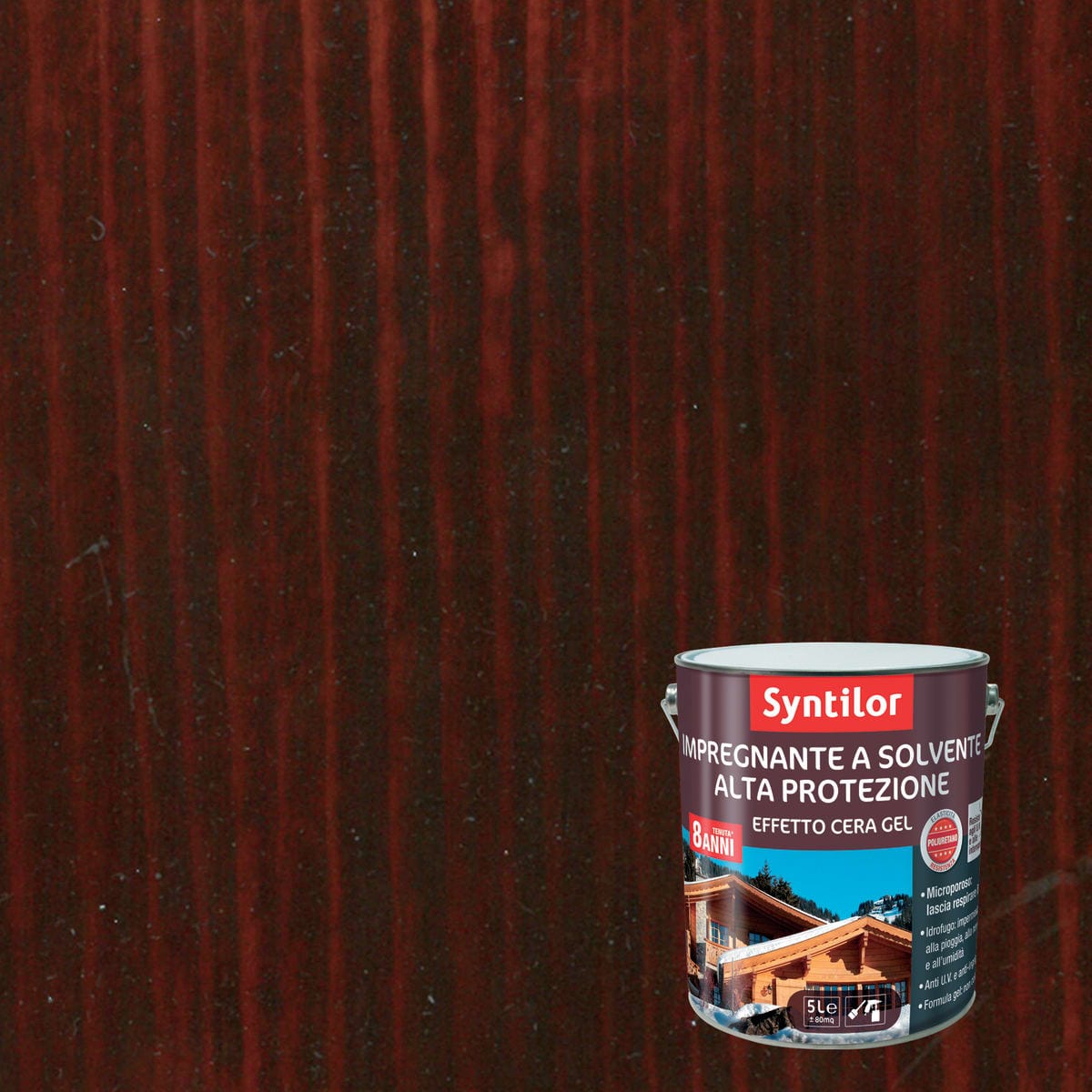 Bricocenter IMPREGNANTE PROTETTIVO PER LEGNO BASE SOLVENTE ALTA PROTEZIONE NOCE SCURO SYNTILOR 5LT