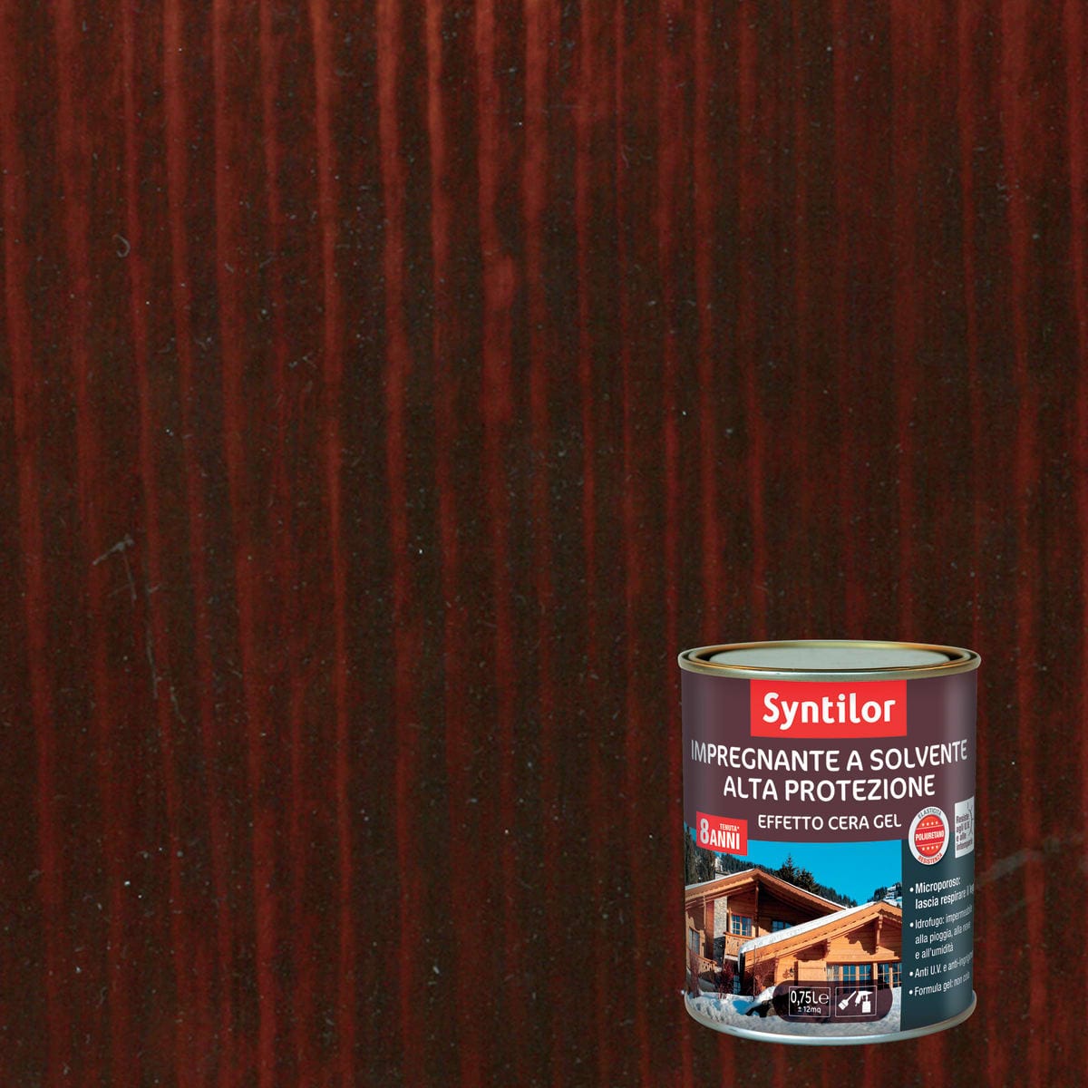 Bricocenter IMPREGNANTE PROTETTIVO PER LEGNO BASE SOLVENTE ALTA PROTEZIONE NOCE SCURO SYNTILOR 2,5 LT