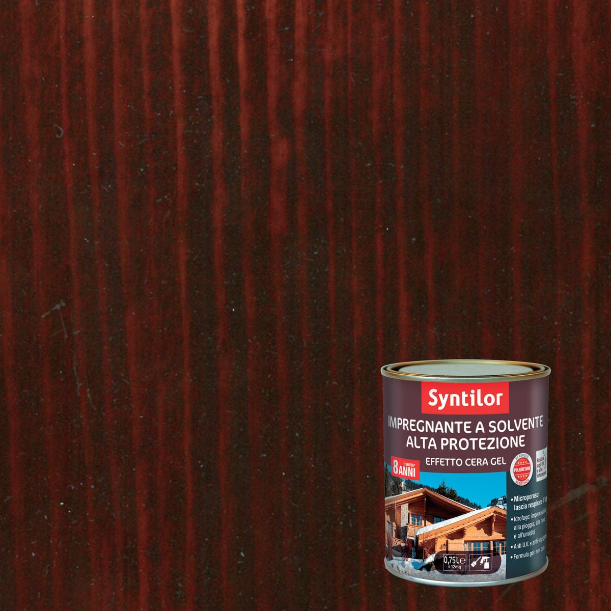 Bricocenter IMPREGNANTE PROTETTIVO PER LEGNO BASE SOLVENTE ALTA PROTEZIONE NOCE SCURO SYNTILOR 750ML