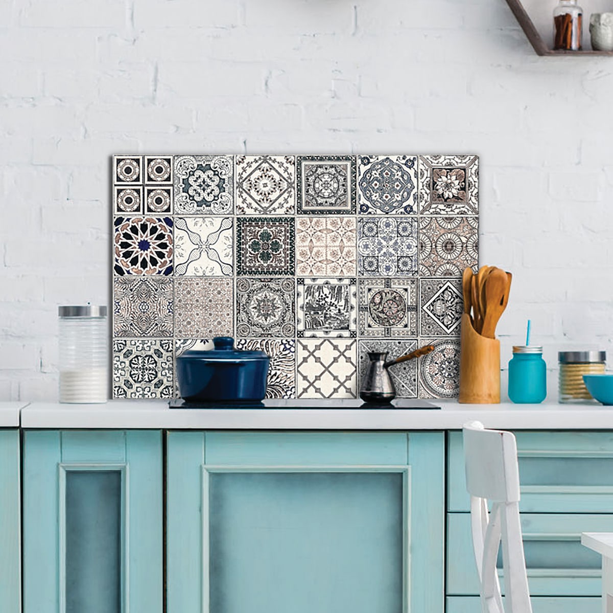 Grey Azulej metal splashback