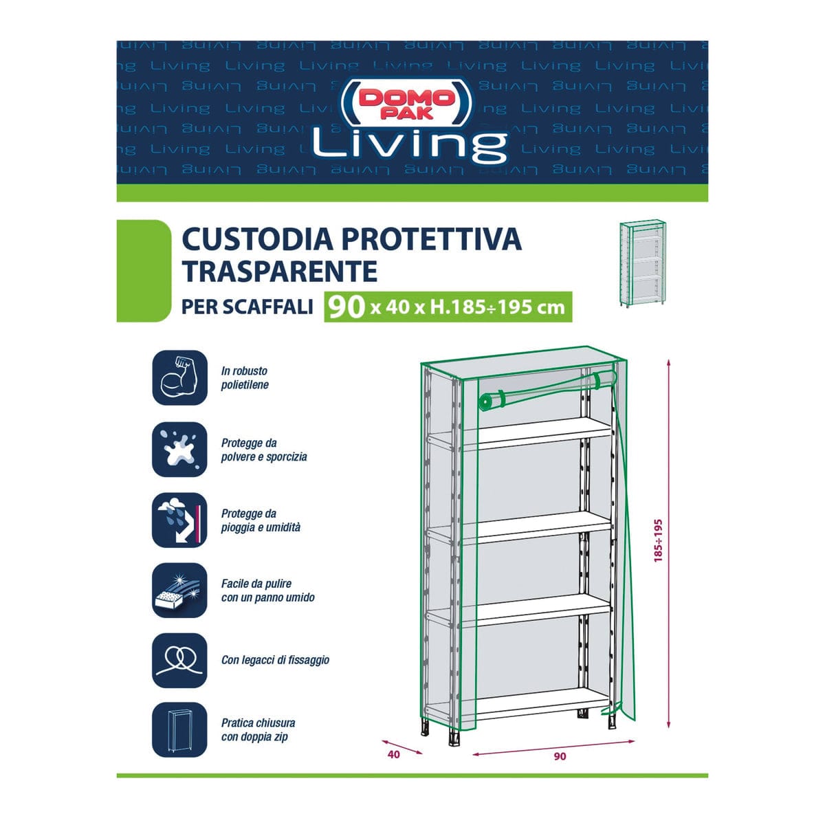 Bricocenter CUSTODIA PER SCAFFALE L90xP40xH185CM IN PLASTICA TRASPARENTE