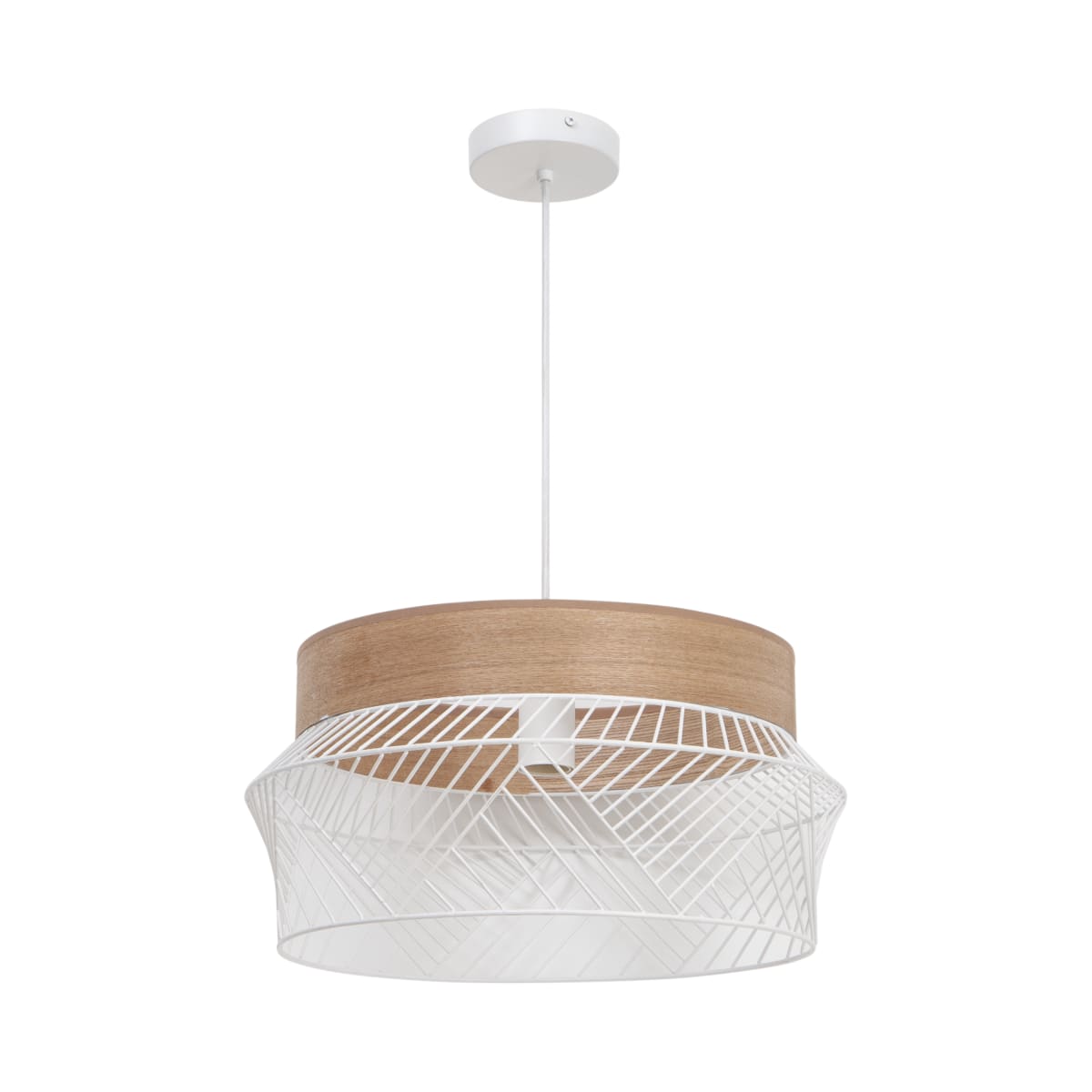 KANEL METAL AND WOOD CHANDELIER WHITE E27=46W