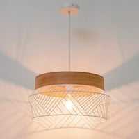 KANEL METAL AND WOOD CHANDELIER WHITE E27=46W