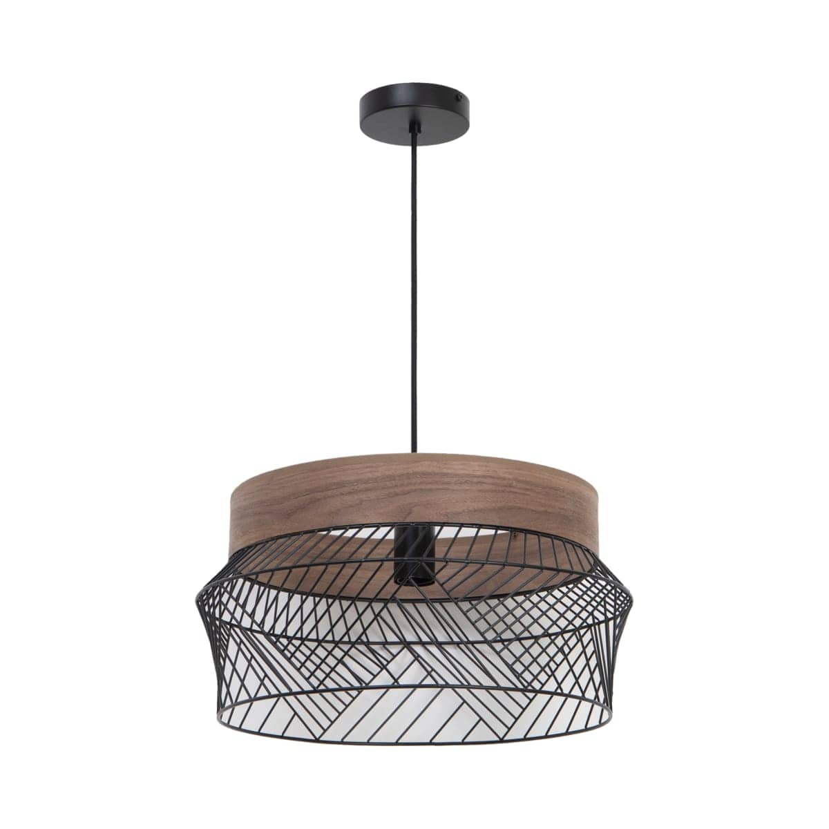 KANEL CHANDELIER WOOD AND METAL BLACK D45CM E27=46W