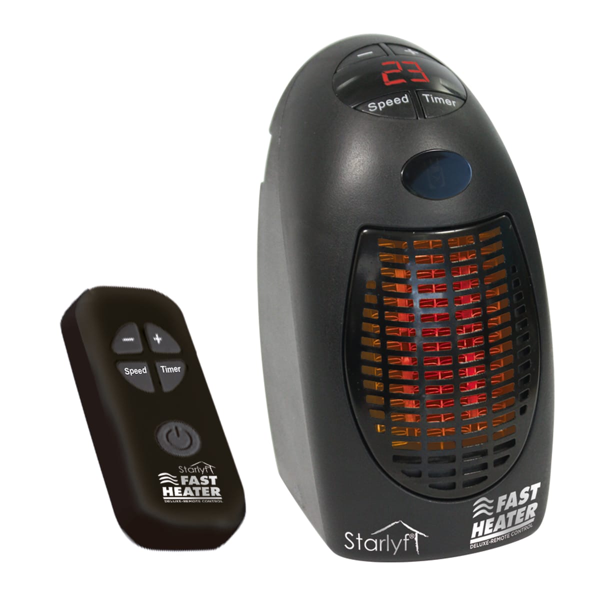 Bricocenter STARLYF FAST HEATER DELUXE WITH REMOTE CONTROL BLACK Mini compact heater 350 KW SEEN ON TV