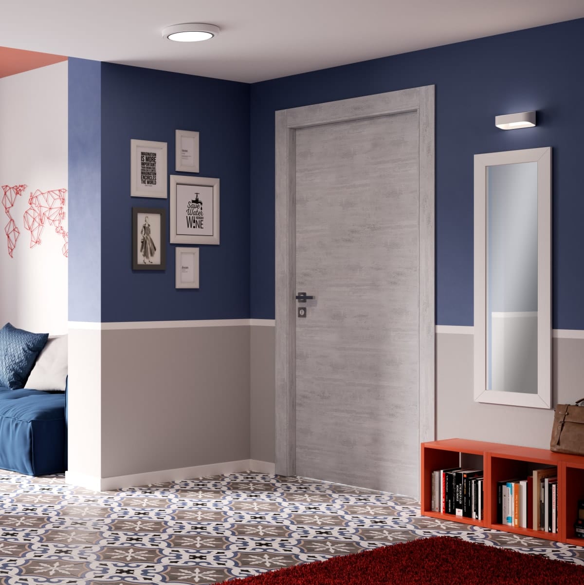 Bricocenter PORTA BETON REVERSIBILE 210X80 CEMENTO