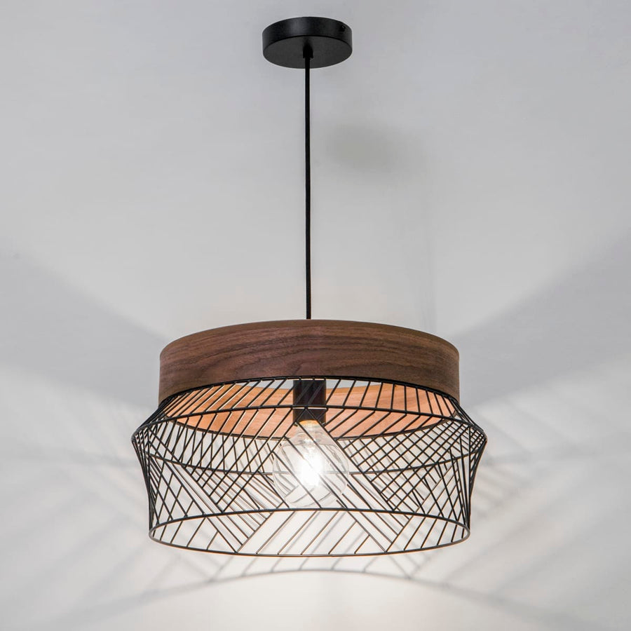Bricocenter KANEL CHANDELIER WOOD AND METAL BLACK D45CM E27=46W