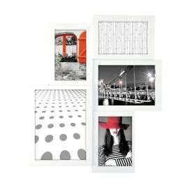 MULTI PHOTO WORLD 37X44 CM 5 PLACES WOOD WHITE