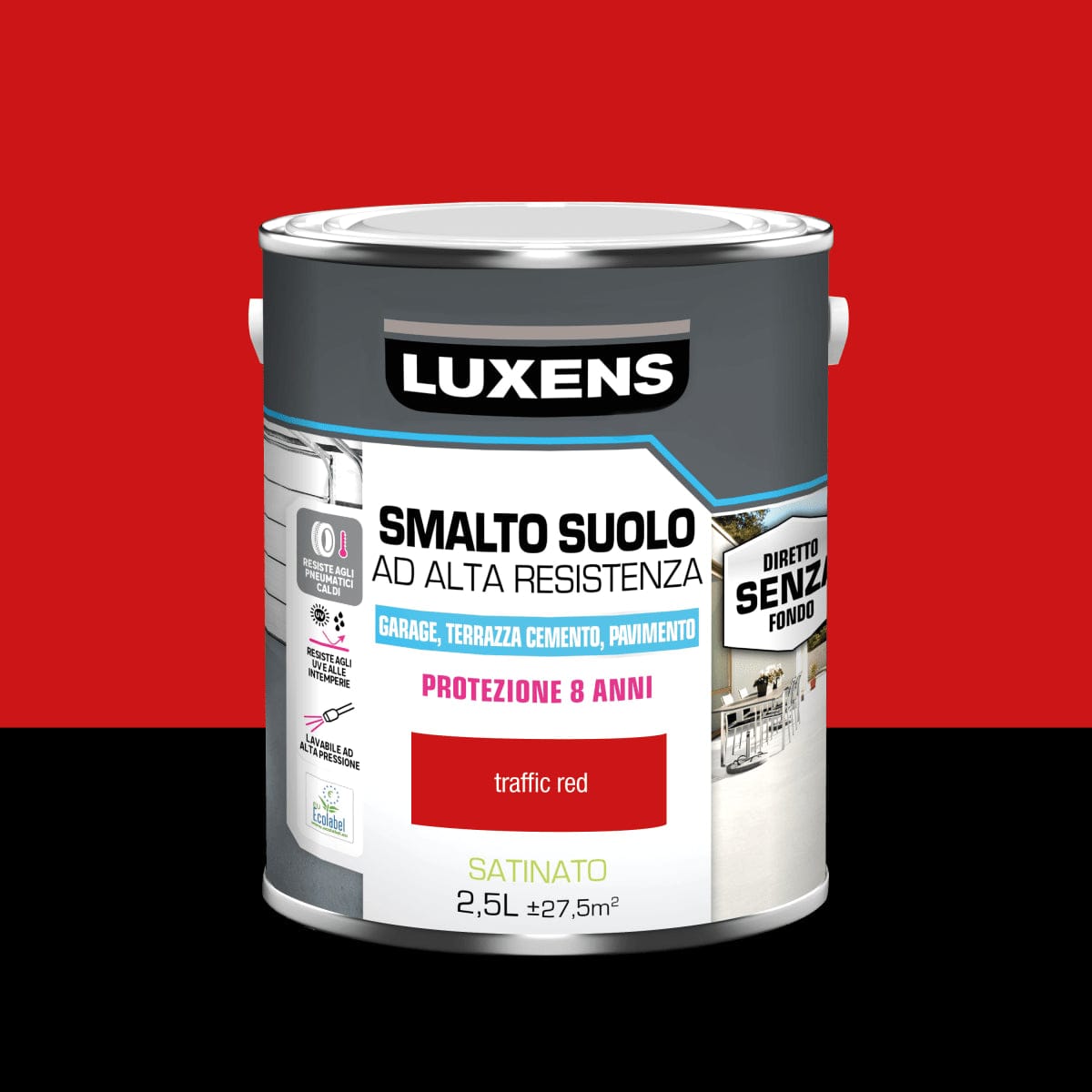 GARAGE FLOOR ENAMEL 2.5 L RED LUXENS