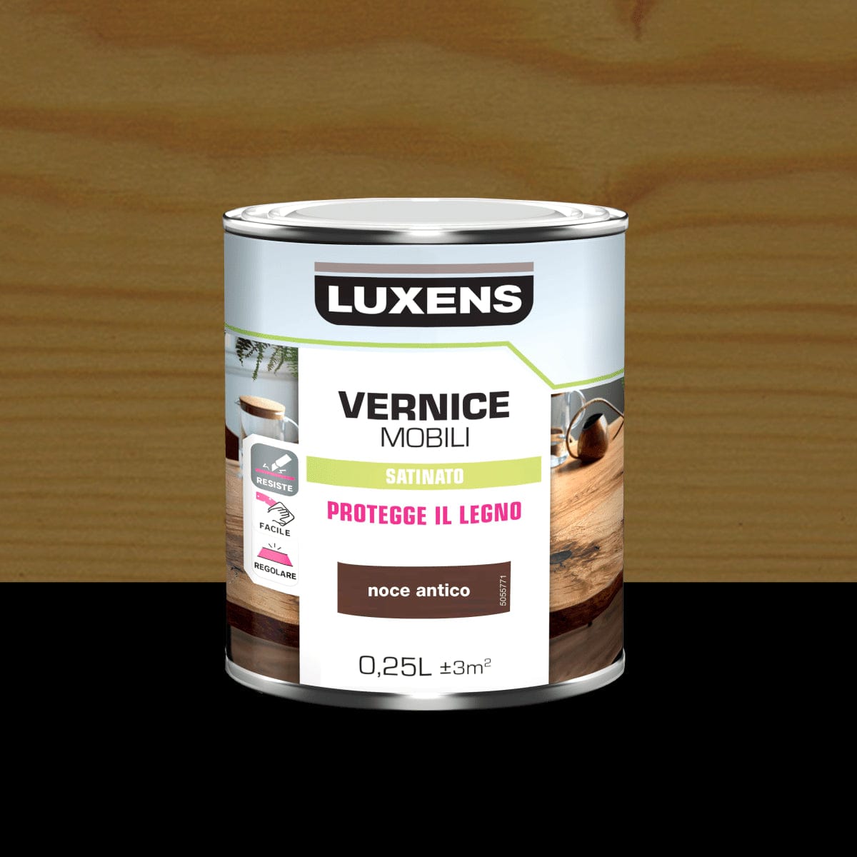Bricocenter SATIN-FINISH ANTIQUE WALNUT WOOD VARNISH 0.25 L LUXENS