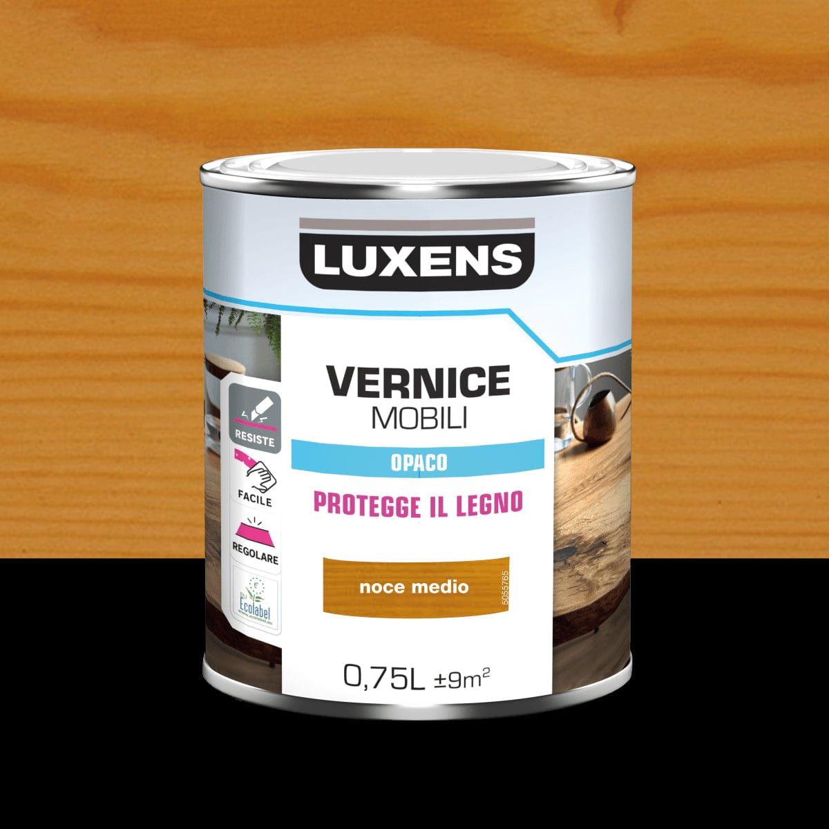 Bricocenter MATT MEDIUM WALNUT WOOD VARNISH 0.75 L LUXENS