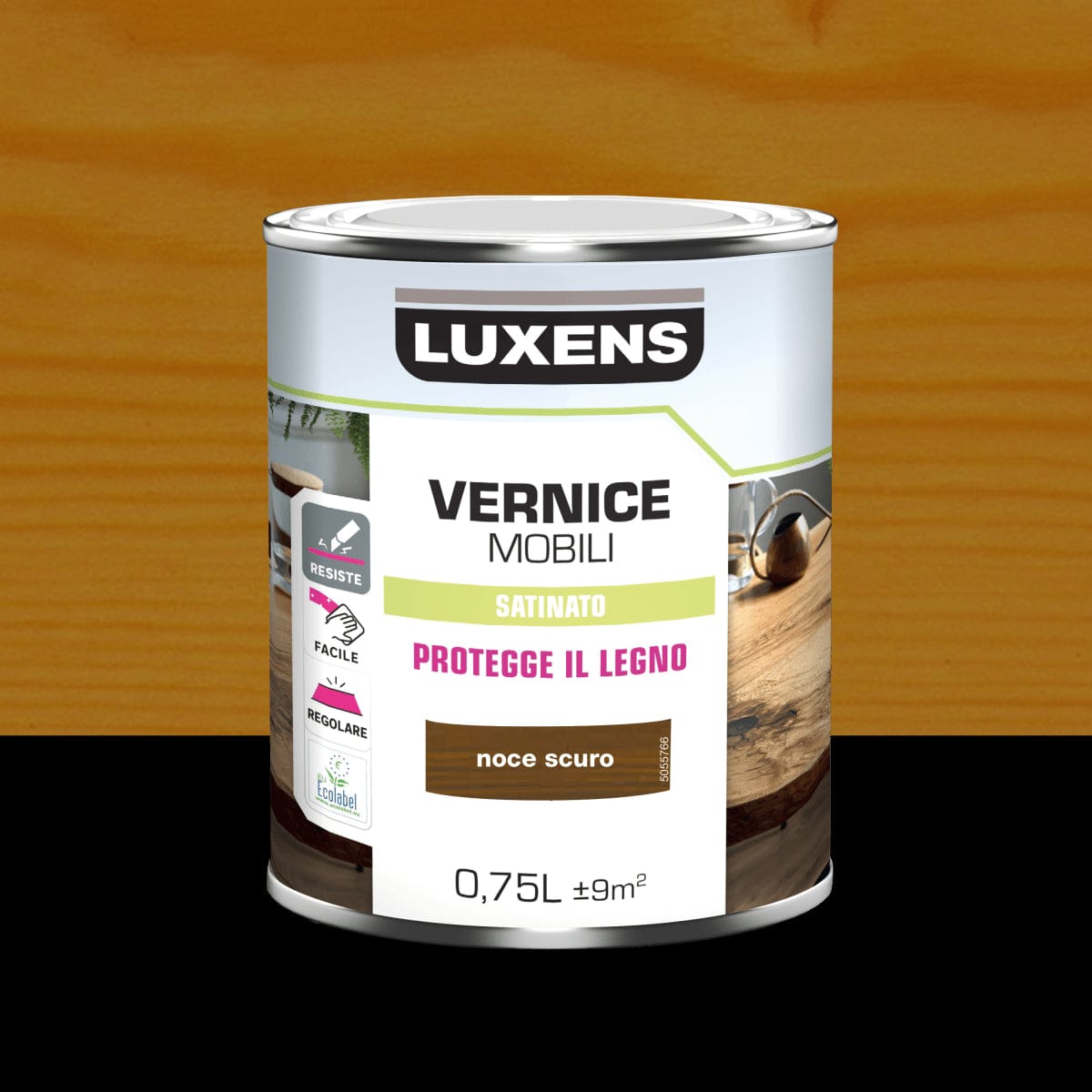 Bricocenter WOOD VARNISH DARK WALNUT SATIN 0.75 L LUXENS