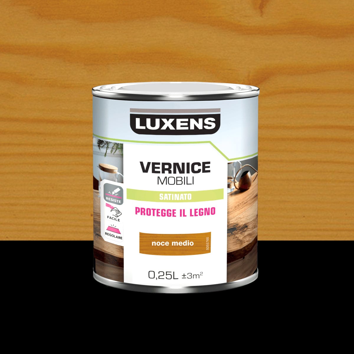 Bricocenter WOOD VARNISH MEDIUM WALNUT SATIN 0.25 L LUXENS